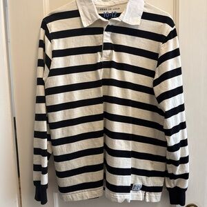 Peau De Loup Navy and White Striped Rugby Shirt